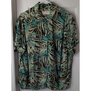 First Issue Rayon Tropical Leaf Button-Down Shirt Size 18W-/20w